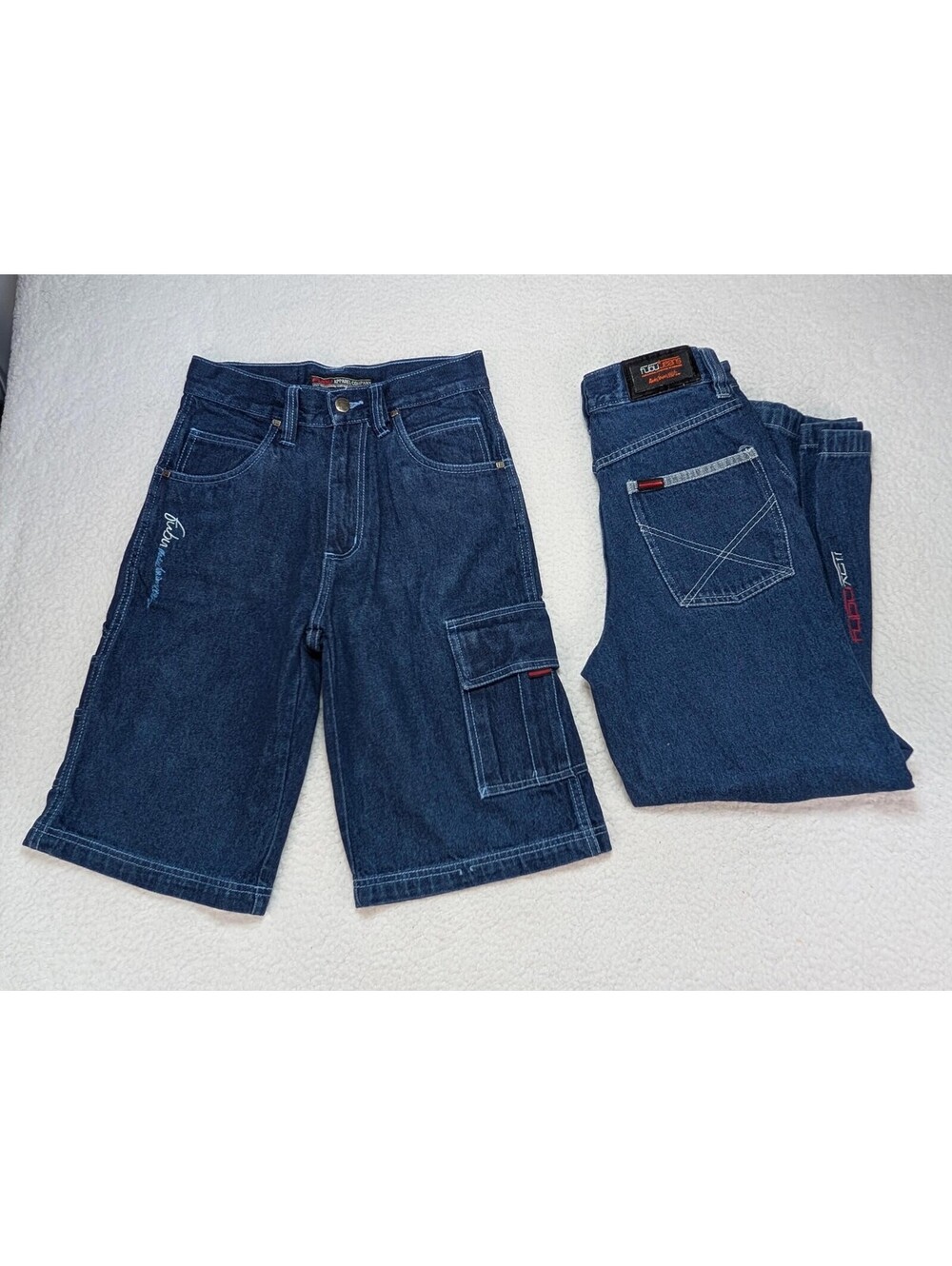 FUBU Vintage Y2K Baggy Style Loose Fit Jeans and Shorts Lot of 2 Boys Size 12